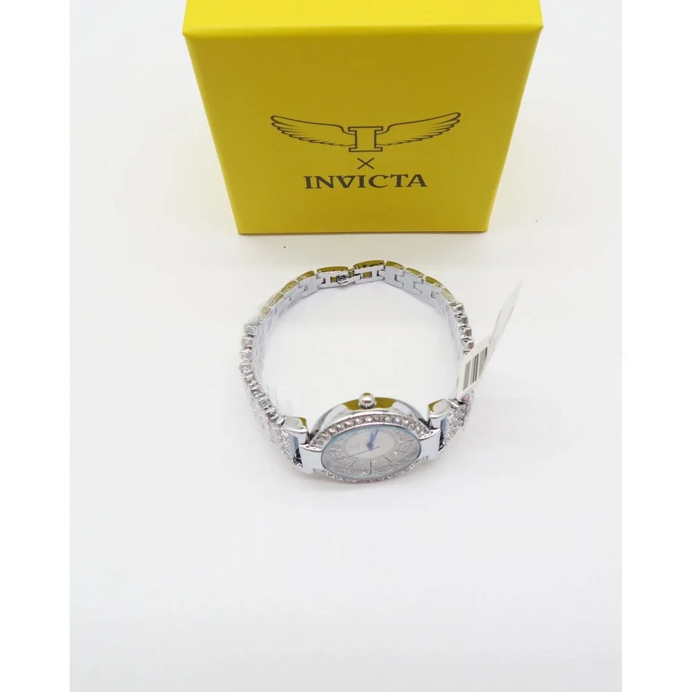 Invicta Wildflower Womens 34mm Silver Tone Crystal Accented Dress Watch NIB